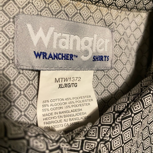 Wrangler Wrancher Shirt Mens XL Geometric AOP Pearl Snap Short Sleeve Western - Picture 4 of 7